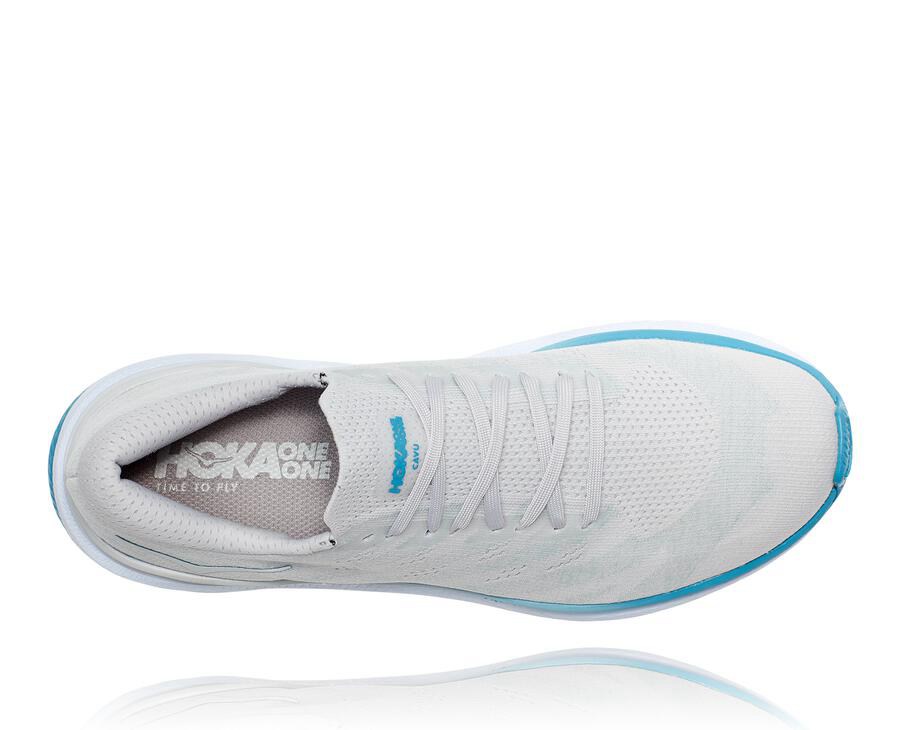 Hoka Australia One One Cavu 3 - Mens Running Shoes White/Blue - ESOHI-5360